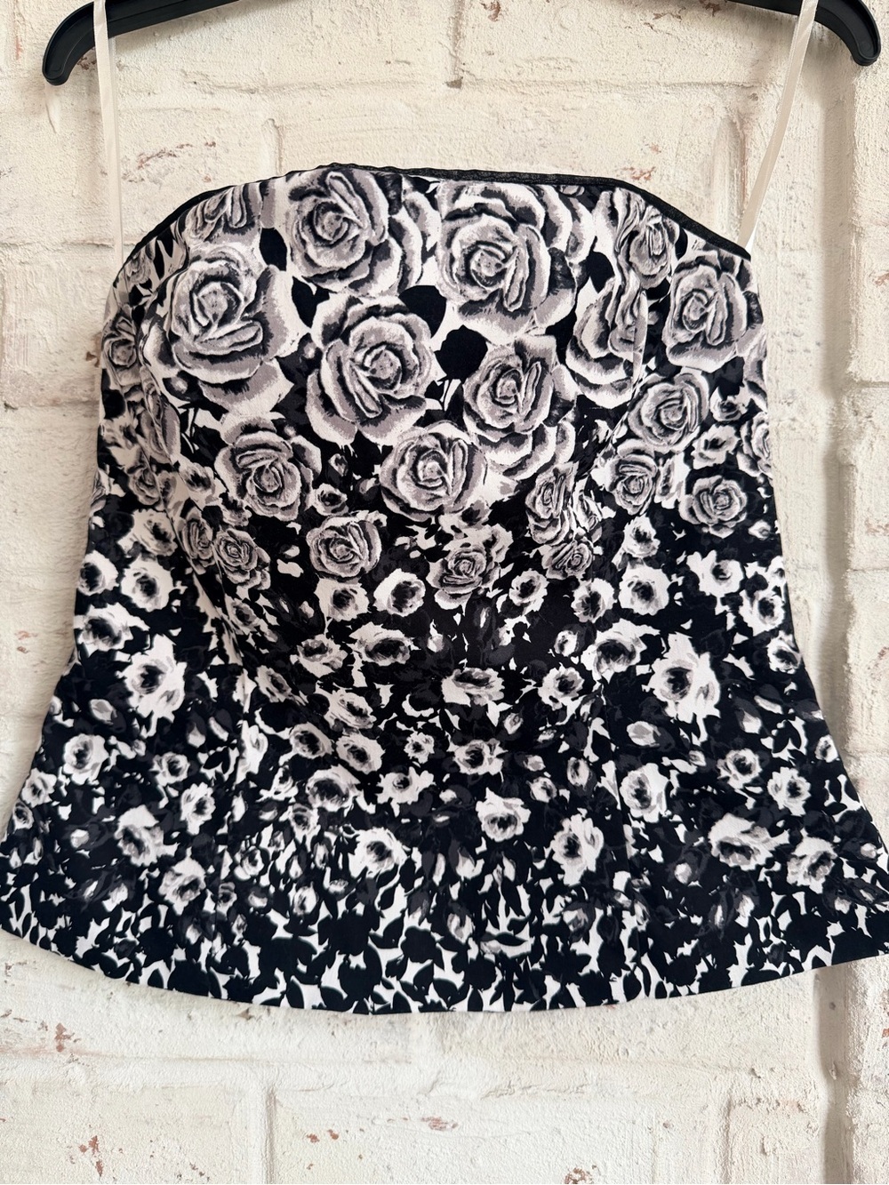 WHBM White House Black Market Floral Rose Print Strapless Boned Bustier size 4